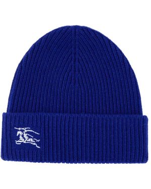 Burberry Accessoires ,Blauw ,Kasjmier Geribbelde Cashmere Beanie