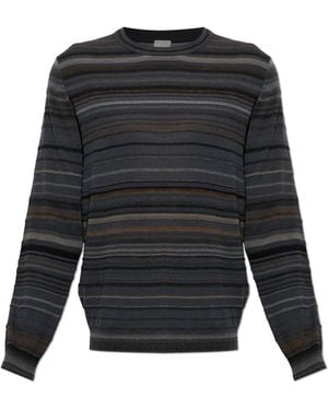 Paul Smith Truien & Vesten ,Grijs ,Wol Grijze Gestreepte Wol Trui