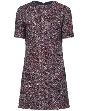 Gucci Kleedjes ,Veelkleurig Crew Neck Jurk Met Metalen Knopen - Paars