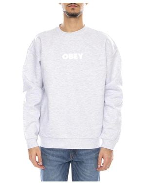 Obey Hoodies & Sweatvesten ,Grijs ,Katoen Bold Extra Heavy Crew - Wit