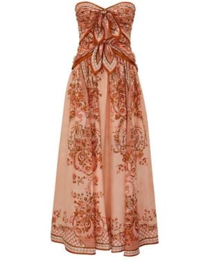 Zimmermann Kleedjes ,Veelkleurig ,Midi Scarf-Jurk - Bruin