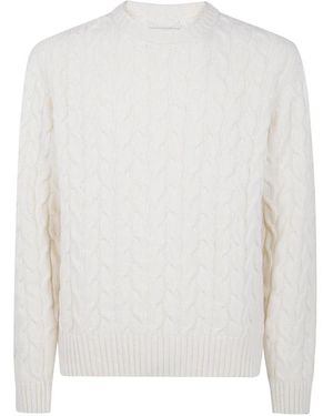 Arte' Truien & Vesten ,Wit ,Kabel Gebreide Sweater Met Ronde Hals