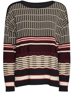Elena Miro Truien & Vesten ,Veelkleurig ,Gestreepte Jacquard Trui - Zwart