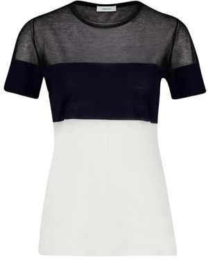 Ferragamo Tops ,Veelkleurig ,Wol T-Shirt Met Ronde Hals Van Wolmix - Blauw