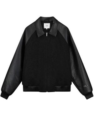 Arte' Leder-Varsity-Jacke - Schwarz