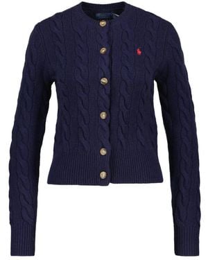 Polo Ralph Lauren Kabelgebreide Wol En Kasjmier Vest - Blauw