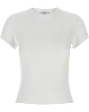 Saint Laurent Tops ,Wit ,Katoen Cassandre T-Shirt