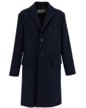 Dries Van Noten Jassen ,Blauw ,Wol Gestructureerde Single-Breasted Jas