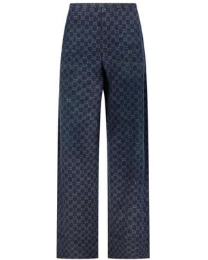 Gucci Jeans ,Blauw ,Katoen All-Over Gg Katoenen Broek