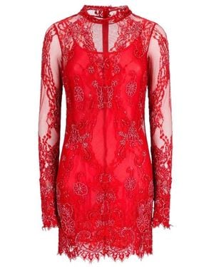 Blumarine Kleedjes ,Rood ,Abito Pizzo Ricamato