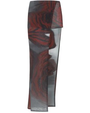 Jean Paul Gaultier Blurry Roses Asymmetric Midi Skirt - Brown