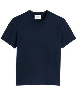 Ami Paris Klassisches Tonal Stilvolles Tee - Blau