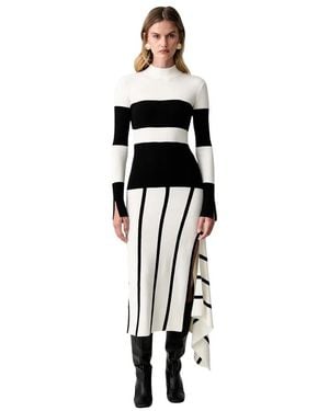 Patrizia Pepe Kleedjes ,Veelkleurig ,Polyester Maxi Gebreide Jurk - Zwart