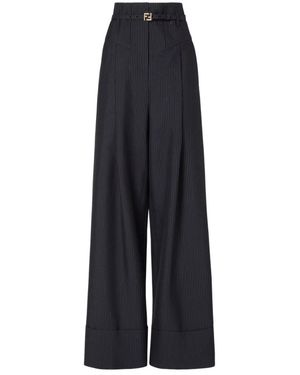 Fendi Woll Nadelstreifen Hose - Blau