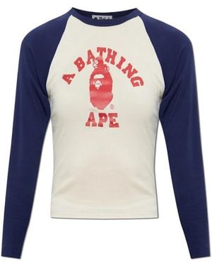 A Bathing Ape Raglan Langarm-T-Shirt - Blau