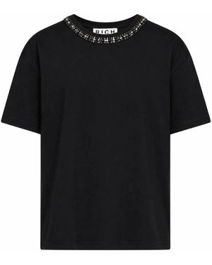 RICHMOND Tops ,Zwart ,Katoen T-Shirt Met Versierde Ronde Hals