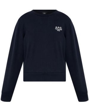 A.P.C. Hoodies & Sweatvesten ,Blauw ,Katoen Sweatshirt Met Geborduurd Logo