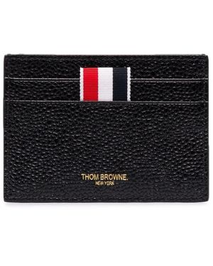 Thom Browne Zwarte Leren Kaarthouder Met Logo