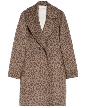 iBlues Cappotto animalier jacquard doppiopetto - Marrone