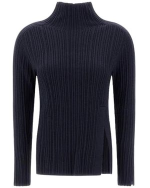 Herno Gebreide Trui Met Coltrui - Blauw