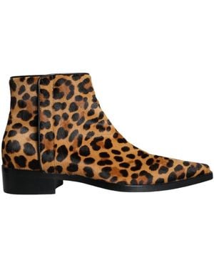 Dolce & Gabbana Leopard-print Pony Hair Ankle Boots - Brown