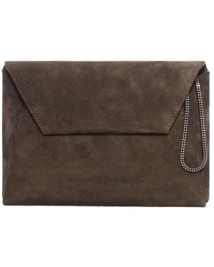 Brunello Cucinelli Donkerbruine Logo Flap Sluiting Tassen
