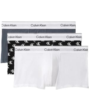 Calvin Klein Ondergoed ,Veelkleurig ,Katoen Icon Cotton Stretch 3-Pack Low Rise Trunk - Wit