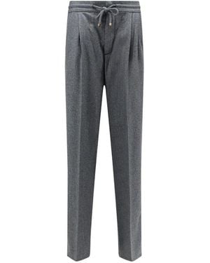 Brunello Cucinelli Broeken ,Grijs ,Wol Vilten Broek Van Scheerwol