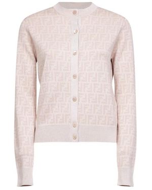 Fendi Ff-Jacquard Cardigan - Roze