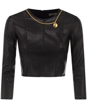 Elisabetta Franchi Tops ,Zwart ,Top Met Ketting En Bedel