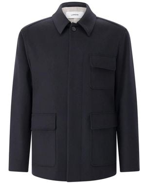 Lardini Enkelrijige Wollen Jas - Blauw