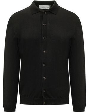 Amaranto Kurzarm-Strickpolo - Schwarz
