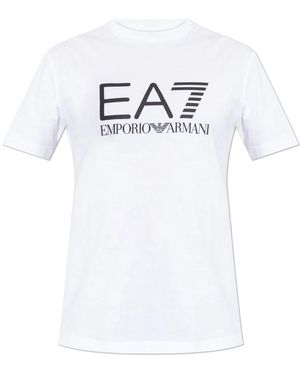 EA7 T-Shirt Mit Logo-Print - Weiß