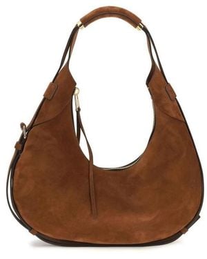 Moschino Handle Me Suede Hobo Bag - Braun