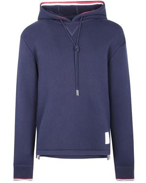 Thom Browne Chunky Loopback Hoodie Mit Tipping Stripe - Blau