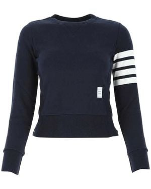 Thom Browne Hoodies & Sweatvesten ,Blauw ,Katoen Classic Loopback 4-Bar Sweatshirt