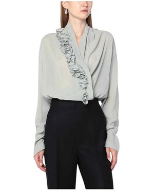 Alberta Ferretti Ijskleurig Shirt Met Bloemendetail - Grijs