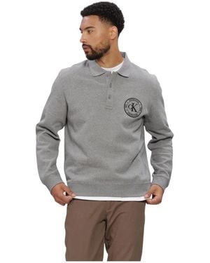 Calvin Klein Polo'S &Amp; T-Shirts Ls 350Terry Eu Graphic Polo Sweat - Grijs