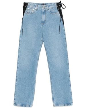Mugler Blaue Baumwoll-Jeans Mit Schnürung
