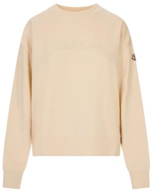 Moncler Geborduurd Logo Katoenen Sweatshirt - Naturel