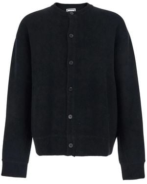 WOOYOUNGMI Cardigan Mit Rundhalsausschnitt Und Logo-Patch - Blau