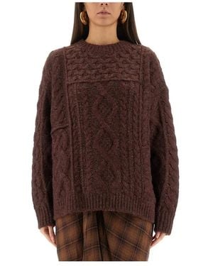 Isabel Marant Pullover Mit Zopfmuster Und Rundhalsausschnitt - Braun