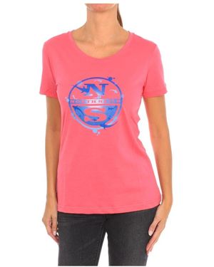 North Sails T-Shirt Mit Kurzem Ärmel Und Geripptem Hals - Pink
