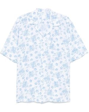120% Lino Short Sleeve Shirts - Blauw
