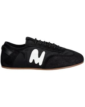 MSGM Schoenen ,Zwart ,Suède Super Platte Suède Sneakers
