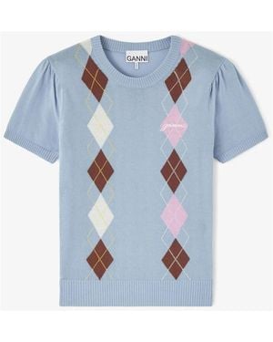 Ganni Round-Neck Knitwear - Azul