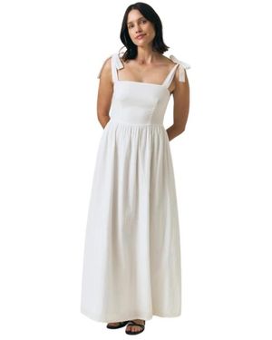 Lexington Kleedjes ,Wit ,Bow-Strap Seersucker Zomerjurk