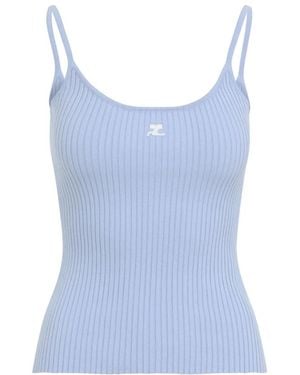 Courreges Reedition Rib Knit Tank Top - Blauw