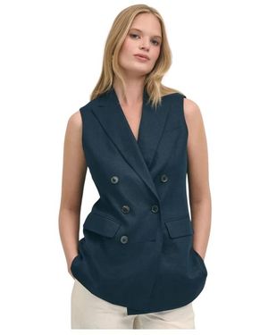 Brooks Brothers Weste Aus Leinen Mit Doppelreihiger Knopfleiste - Blau
