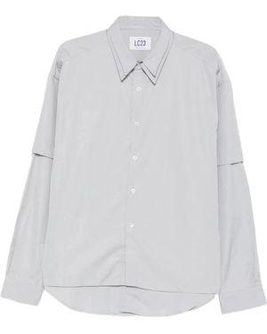 LC23 Overhemden ,Grijs ,Katoen Double Sleeve T-Shirt - Wit